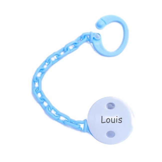 Attache tétine personnaliser bleu