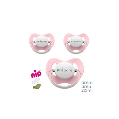 Lot 3 Tétines personnalisées NIP - Rose clair