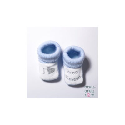 Chaussons bébé J'aime mon tonton bleu