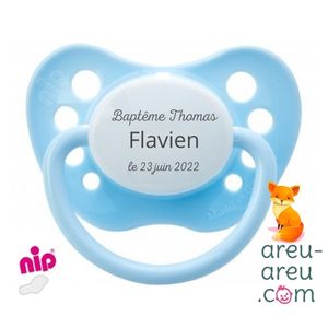 Tétine Faire-part Baptême Nip bleu