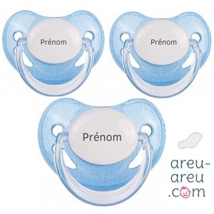 Lot 3 Tétines personnalisable Nature bleu