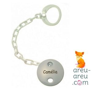 Attache-Tétine PVC Blanche Personnalisée