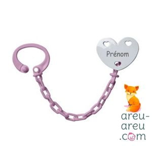 Attache-tétine Coeur personnalisée - Rose