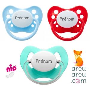 Lot de 3 Tétines Personnalisées NIP – Bleu, Vert et Rouge