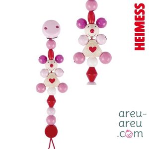 Attache Tétine en Bois – Souris Rose