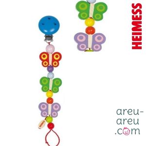 Attache Tétine en Bois – Papillons Colorés