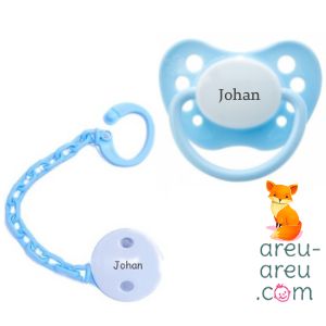 Tétine et accroche personnalisée - Bleu