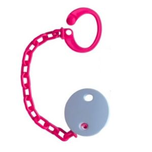 Tétine et accroche personnalisée en fuchsia